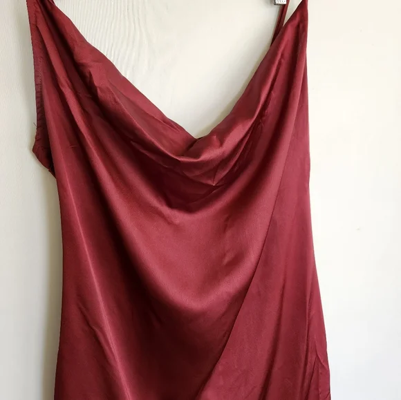 PrettyLittleThing Burgundy Satin Midi Slip Dress size 12 - Picture 7 of 12